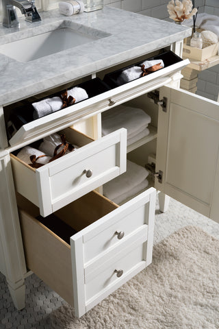 36 Inch Brittany Freestanding Vanity in Bright White / Carrara White Top
