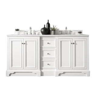 73.25 Inch De Soto Freestanding Vanity in Bright White / Eternal Jasmine Pearl Top