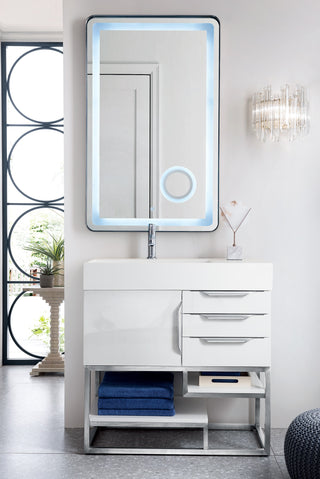 35.375 Inch Columbia Freestanding Vanity in Glossy White / Glossy White Top