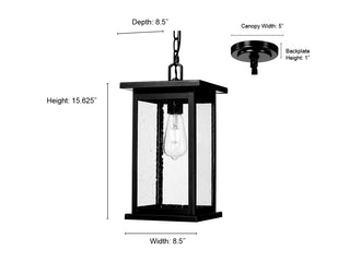 Bowton 1-Light Outdoor Hanging Lantern Powder Coated Black
