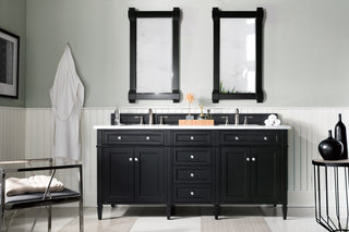 72 Inch Brittany Freestanding Vanity in Black Onyx / Carrara White Top