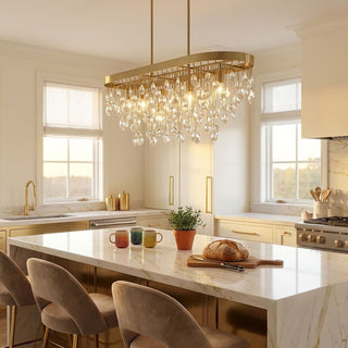 Livorno Eight Light Linear Chandelier in Noble Brass