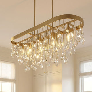 Livorno Eight Light Linear Chandelier in Noble Brass