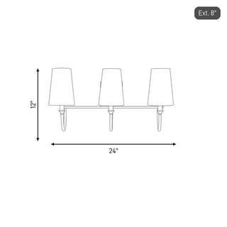 Cameron Three Light Bath Bar in Warm Brass