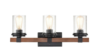 Millennium - 3803-MB/WG - Three Light Vanity - Taos - Matte Black/Wood Grain