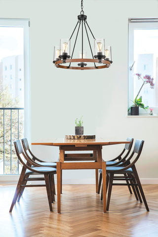 Taos Five Light Chandelier in Matte Black/Wood Grain