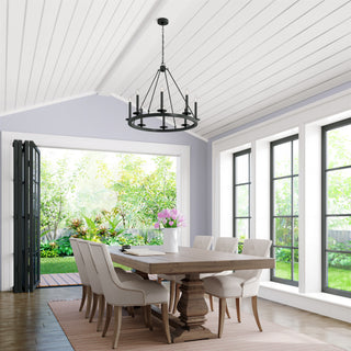 Florence Eight Light Chandelier in Matte Black