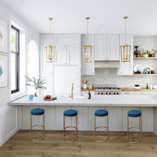 Five Light Pendant in Modern Gold