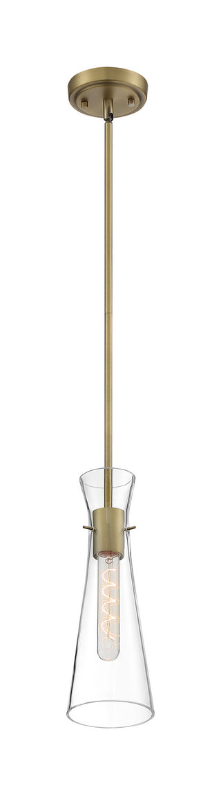 Bahari One Light Mini Pendant in Vintage Brass