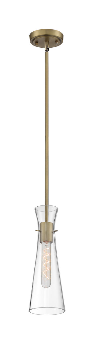 Bahari One Light Mini Pendant in Vintage Brass
