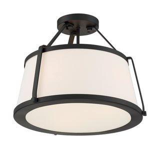Cutty Three Light Semi Flush Mount in Matte Black
