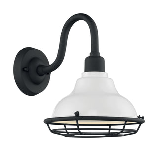 Newbridge One Light Outdoor Wall Mount in Gloss White / Textured Black