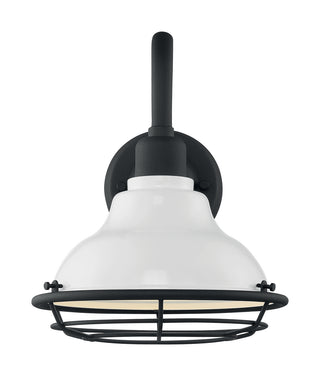 Newbridge One Light Outdoor Wall Mount in Gloss White / Textured Black