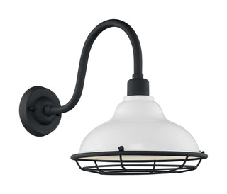 Newbridge One Light Outdoor Wall Mount in Gloss White / Textured Black