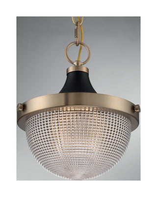 Faro One Light Pendant in Burnished Brass / Black Accents