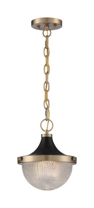 Faro One Light Pendant in Burnished Brass / Black Accents
