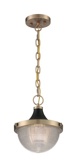 Faro One Light Pendant in Burnished Brass / Black Accents