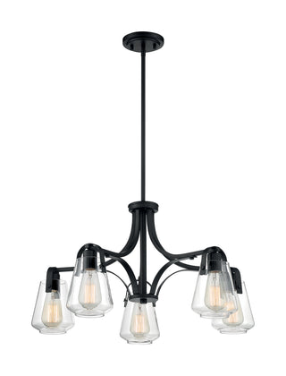 Skybridge Five Light Chandelier in Matte Black