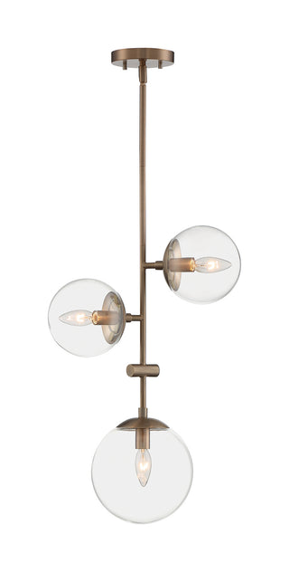 Sky Three Light Pendant in Burnished Brass