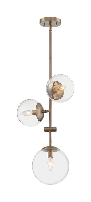 Sky Three Light Pendant in Burnished Brass