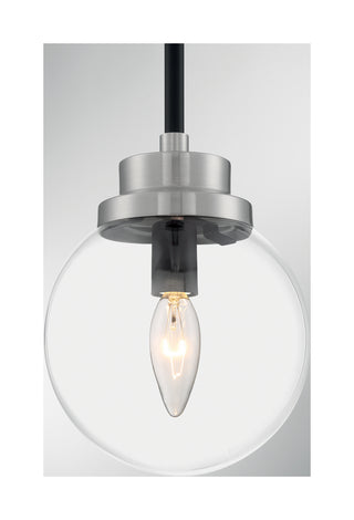 Axis One Light Pendant in Matte Black / Brushed Nickel Accents