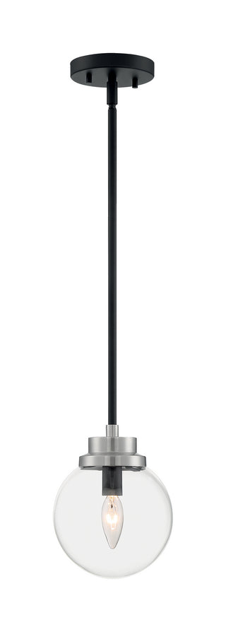 Axis One Light Pendant in Matte Black / Brushed Nickel Accents