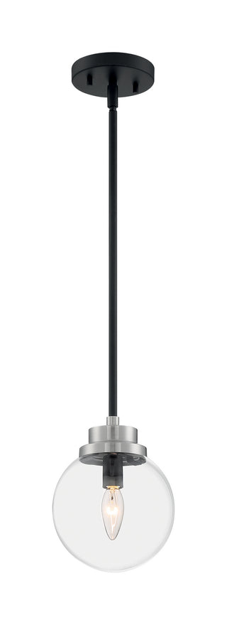 Axis One Light Pendant in Matte Black / Brushed Nickel Accents