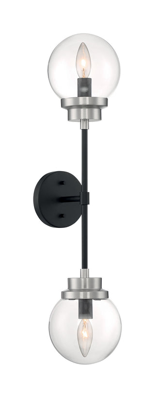 Nuvo Lighting - 60-7132 - Two Light Wall Sconce - Axis - Matte Black / Brushed Nickel Accents