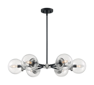 Axis Six Light Chandelier in Matte Black / Brushed Nickel Accents