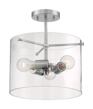 Sommerset Three Light Semi Flush Mount in Brushed Nickel