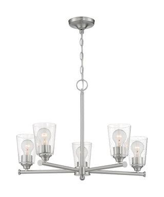Bransel Five Light Chandelier in Brushed Nickel