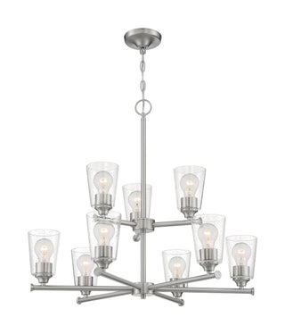 Bransel Nine Light Chandelier in Brushed Nickel