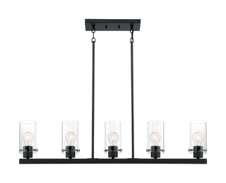 Sommerset Five Light Island Pendant in Matte Black