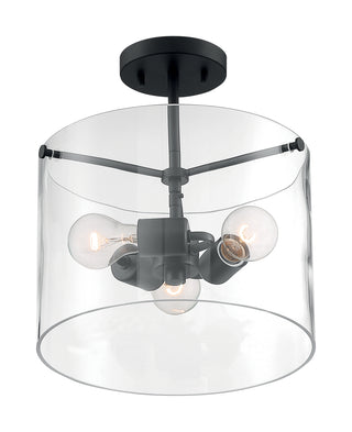 Sommerset Three Light Semi Flush Mount in Matte Black