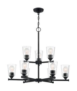 Bransel Nine Light Chandelier in Matte Black