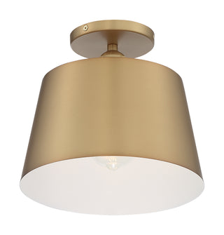 Nuvo Lighting - 60-7322 - One Light Semi Flush Mount - Motif - Brushed Brass / White Accents
