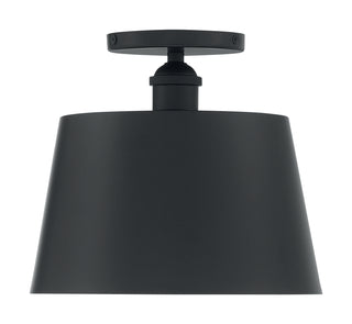 Motif One Light Semi Flush Mount in Black / Gold Accents