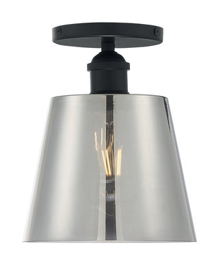 Motif One Light Semi Flush Mount in Black / Smoked Glass