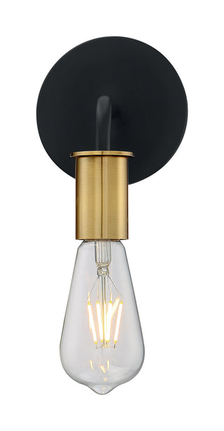 Ryder One Light Wall Sconce in Black / Brushed Brass