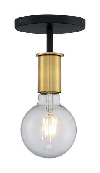 Ryder One Light Semi Flush Mount in Black / Brushed Brass
