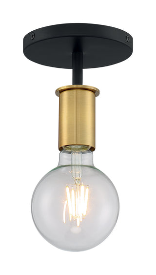 Ryder One Light Semi Flush Mount in Black / Brushed Brass