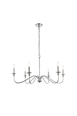 Elegant Lighting - LD5006D36PN - Six Lights Chandelier - Rohan - Polished Nickel