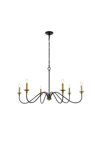 Elegant Lighting - LD5056D42BRB - Six Light Chandelier - Rohan - Brass and Black