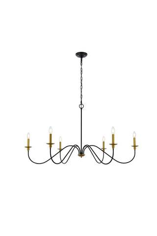 Elegant Lighting - LD5056D48BRB - Six Light Chandelier - Rohan - Brass and Black