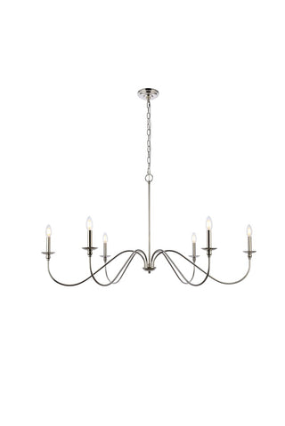 Elegant Lighting - LD5056D48PN - Six Light Chandelier - Rohan - Polished Nickel