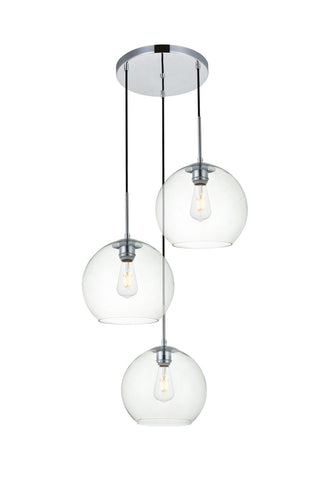 Elegant Lighting - LD2214C - Three Light Pendant - BAXTER - Chrome and Clear