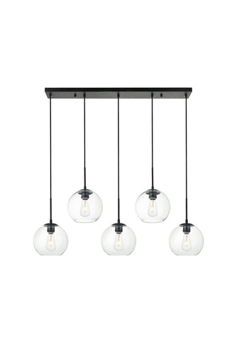 Elegant Lighting - LD2228BK - Five Light Pendant - BAXTER - Black and Clear
