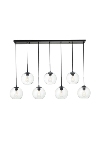 Elegant Lighting - LD2230BK - Seven Light Pendant - BAXTER - Black and Clear