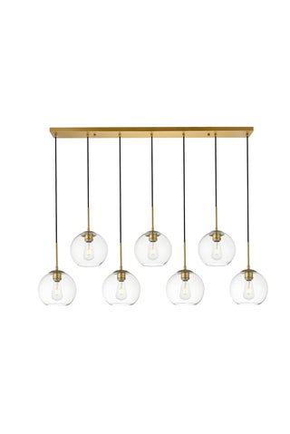 Elegant Lighting - LD2230BR - Seven Light Pendant - BAXTER - Brass and Clear