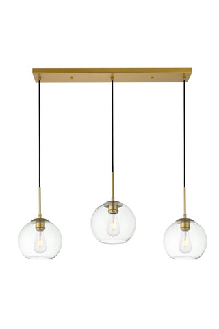 Elegant Lighting - LD2236BR - Three Light Pendant - BAXTER - Brass and Clear